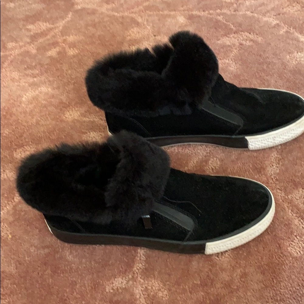 Faux suede and fur fun sneaker